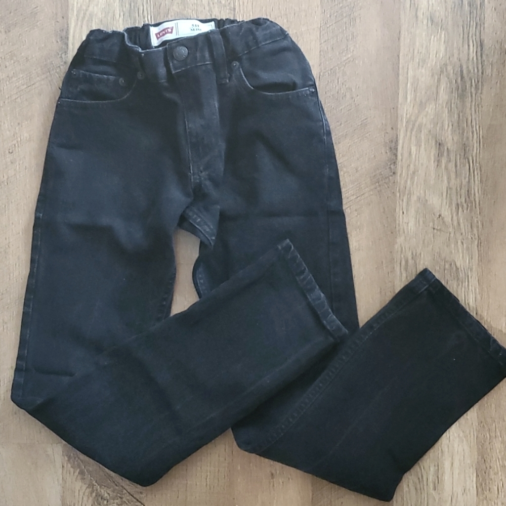 Levi's 511 Slim Cut Black Adjustable Waist Jeans Size Kids 10 - Picture 2 of 8